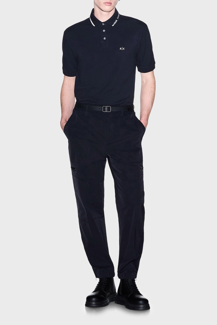 Armani Exchange % 100 Pamuk Regular Fit Düğmeli Erkek Polo XM002932 AF13026 UB101 Lacivert - Armani Exchange (1)