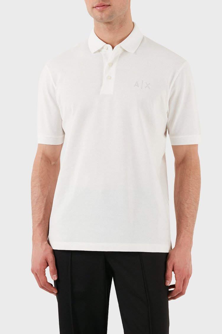Armani Exchange % 100 Pamuk Regular Fit Erkek Polo Yaka T Shirt XM000330 AF10366 U0009 BEYAZ - Armani Exchange