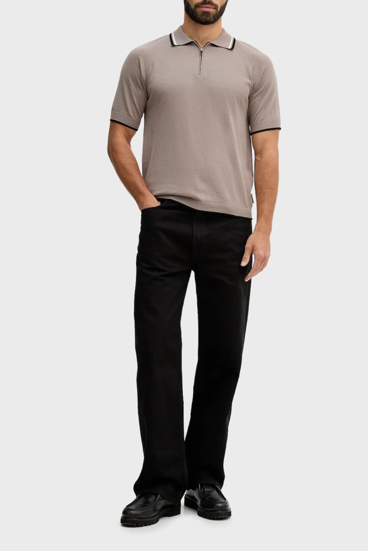 Armani Exchange % 100 Pamuk Regular Fit Fermuarlı Erkek Polo XM001977 AF20139 U6107 Toprak - Armani Exchange (1)