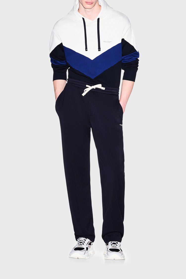 Armani Exchange % 100 Pamuk Regular Fit Kapüşonlu Erkek Sweat XM002963 AF20934 M0378 Beyaz-lacivert - Armani Exchange (1)