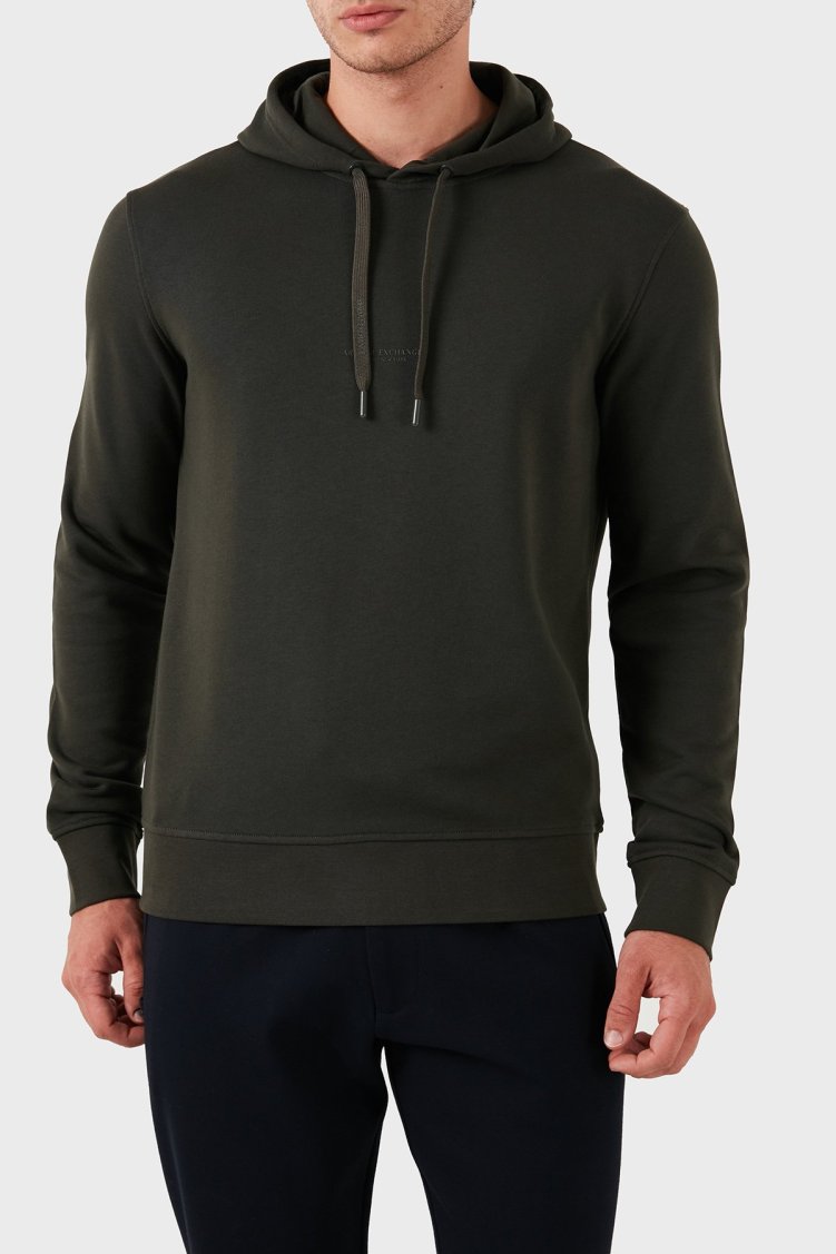 Armani Exchange % 100 Pamuklu Kapüşonlu Erkek Sweat 8NZM94 ZJKRZ 1832 HAKİ - Armani Exchange