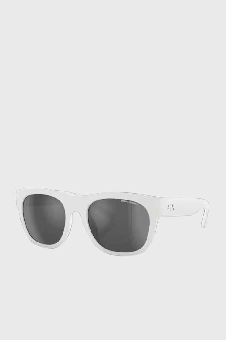 Armani Exchange Aynalı Güneş Erkek Gözlük 0AX4128SU 83156G 55 Mat Beyaz-Gri Ayna Gümüş - Armani Exchange