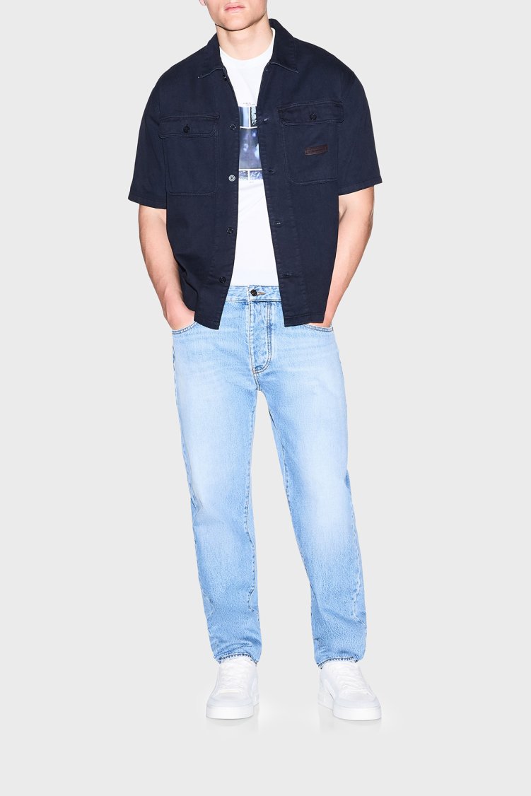 Armani Exchange Baskılı % 100 Pamuk Slim Fit Bisiklet Yaka Erkek T Shirt XM003015 AF10356 U0009 Beyaz - Armani Exchange (1)