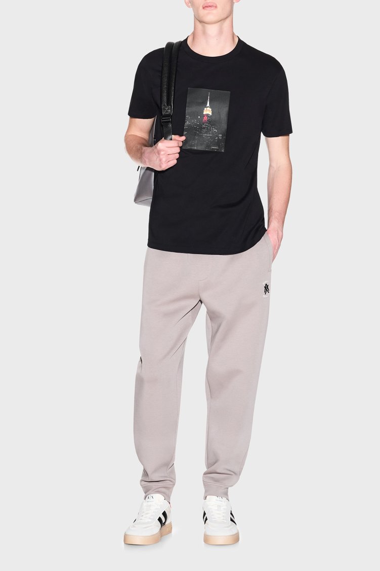 Armani Exchange Baskılı Pamuklu Regular Fit Bisiklet Yaka Erkek T Shirt XM002214 AF10356 UC001 SİYAH - Armani Exchange (1)