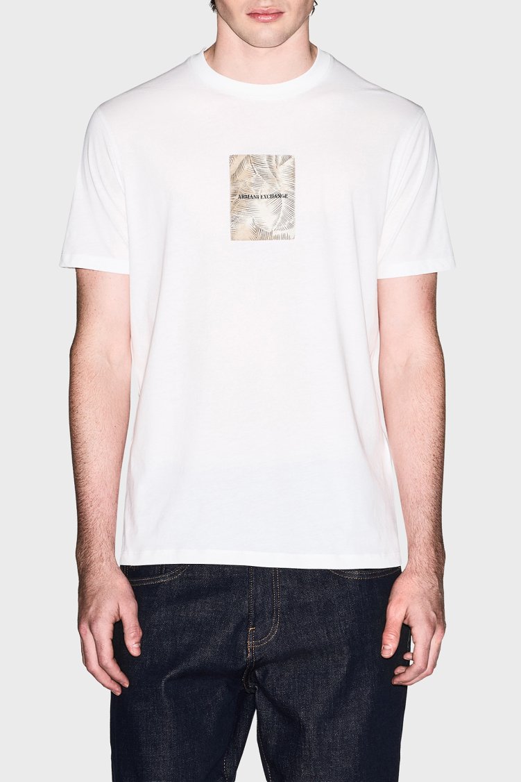 Armani Exchange Baskılı Pamuklu Regular Fit Bisiklet Yaka Erkek T Shirt XM002501 AF10356 U0009 EKRU - Armani Exchange