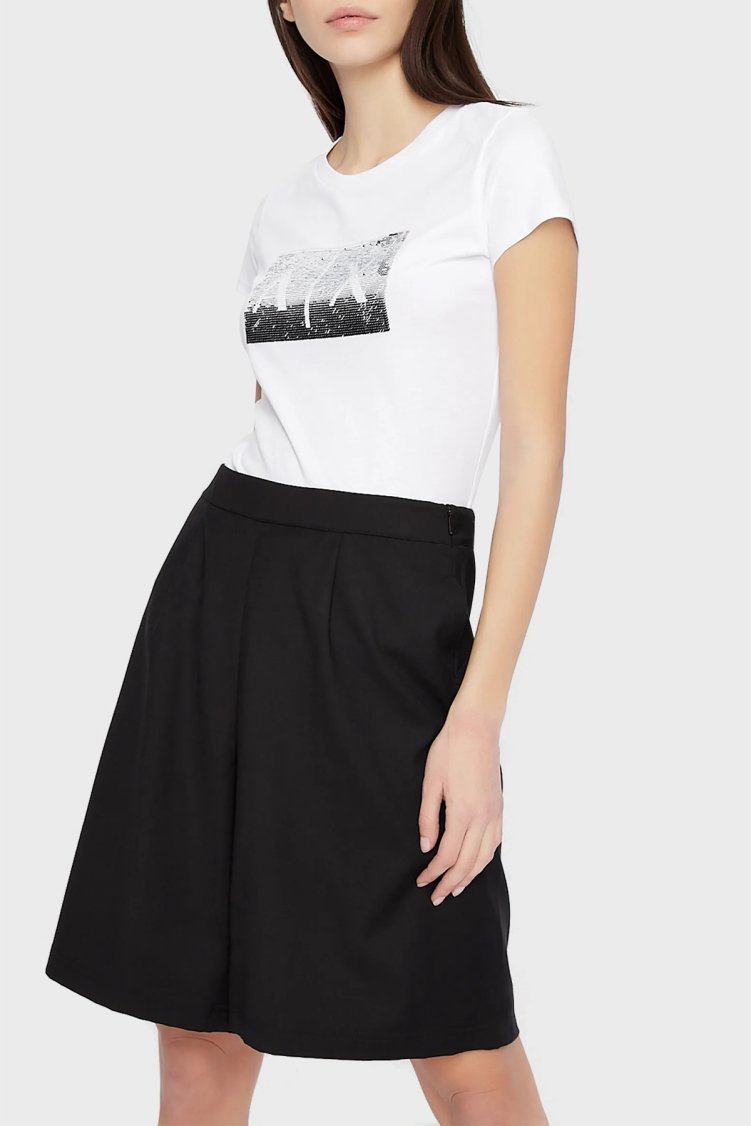 Armani Exchange Baskılı Slim Fit Bisiklet Yaka Kadın T Shirt 8NYTDL YJ73Z 6110 BEYAZ - Armani Exchange