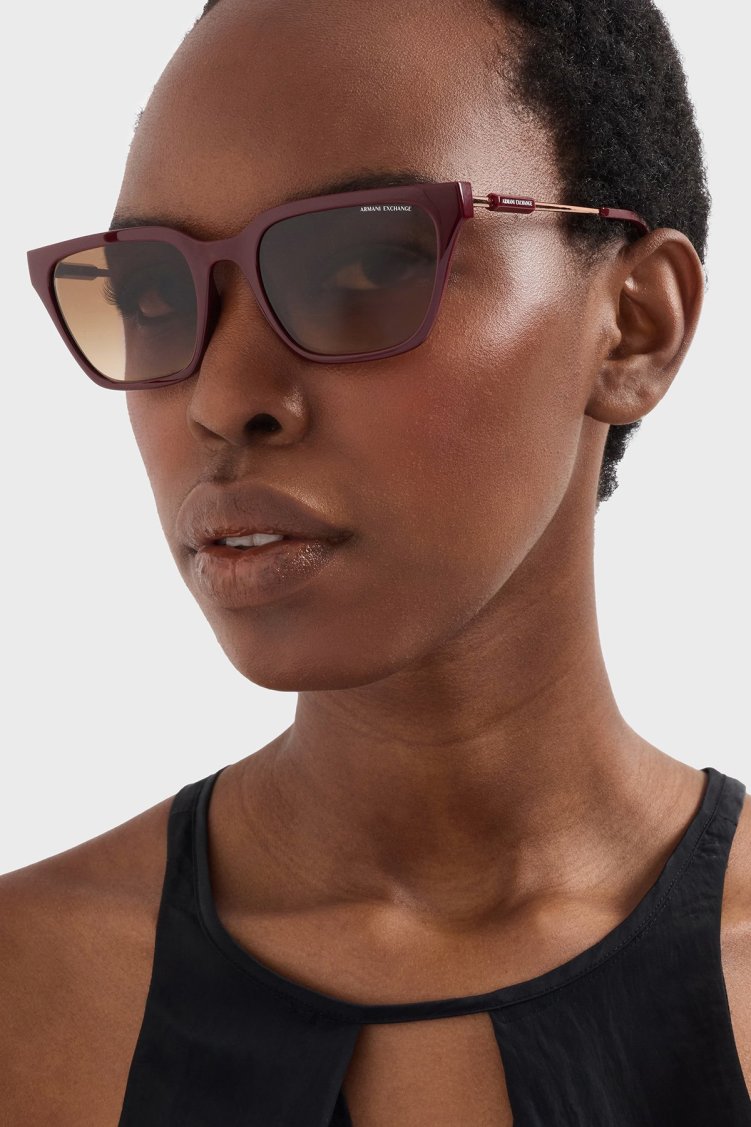 Armani Exchange Cat Eye Güneş Bayan Gözlük 0AX4158S 838389 55 Parlak Bordo-Gradyan kahve - Armani Exchange (1)