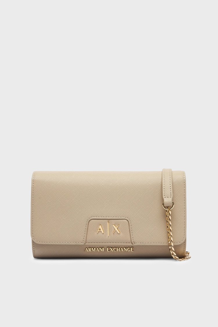 Armani Exchange Çıkarılabilir Zincir Askılı Portföy Kadın Cüzdan XW000358 AF26570 U6208 Ekru - Armani Exchange