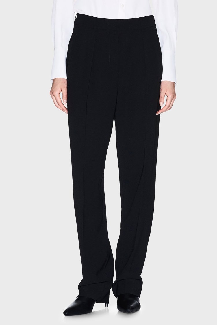 Armani Exchange Çimalı Relaxed Fit Yüksek Bel Düz Paça Bayan Pantolon XW000664 AF10872 UC001 SİYAH - Armani Exchange