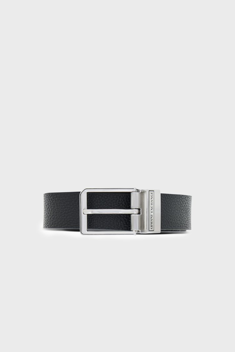 Armani Exchange Deri Logolu Erkek Kemer XM003188 AF26723 MC028 Siyah-gri - Armani Exchange