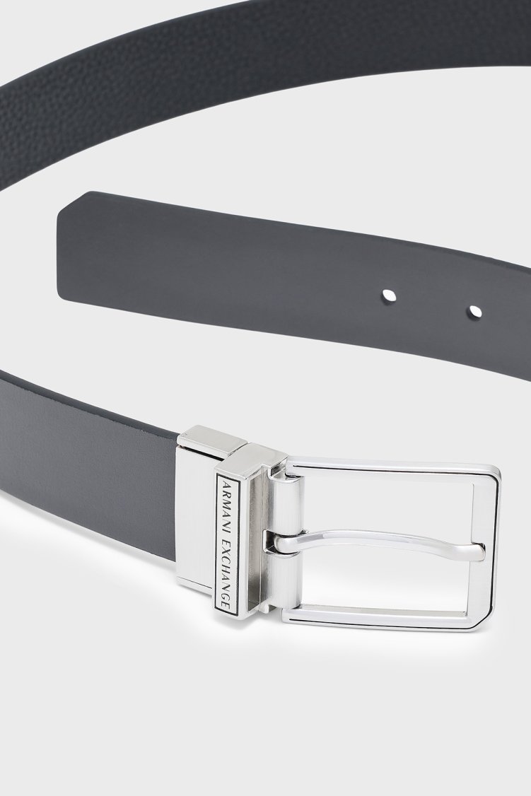 Armani Exchange Deri Logolu Erkek Kemer XM003188 AF26723 MC028 Siyah-gri - Armani Exchange (1)