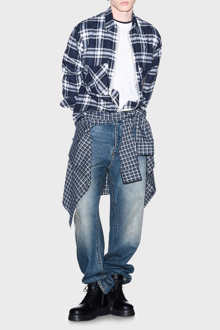 Armani Exchange Ekoseli Oversize Fit Uzun Kollu Erkek Gömlek XM003255 AF27138 FB529 Lacivert - Armani Exchange (1)
