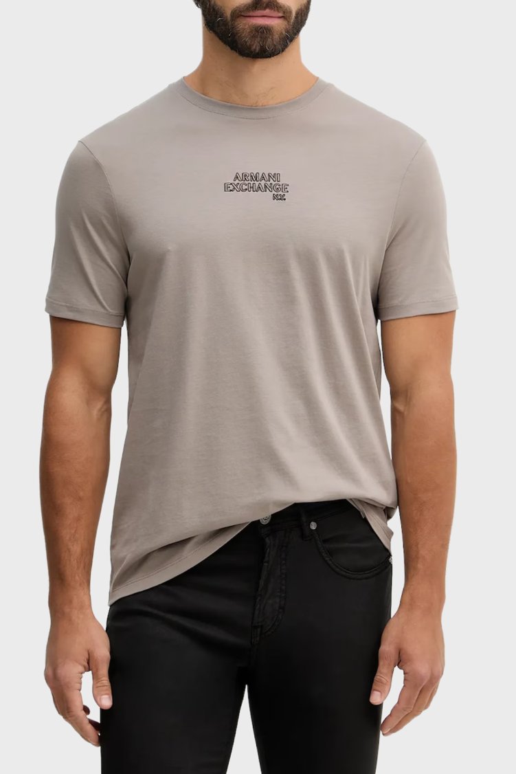 Armani Exchange Pamuklu Regular Fit Logolu Bisiklet Yaka Erkek T Shirt XM001784 AF10356 U6107 GRİ - Armani Exchange