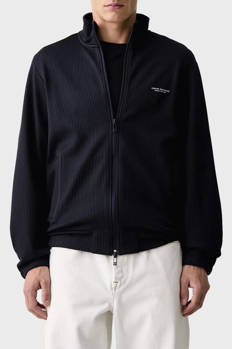 Armani Exchange Fitilli Dik Yaka Fermuarlı Erkek Sweat XM003425 AF28569 UB101 Lacivert - Armani Exchange