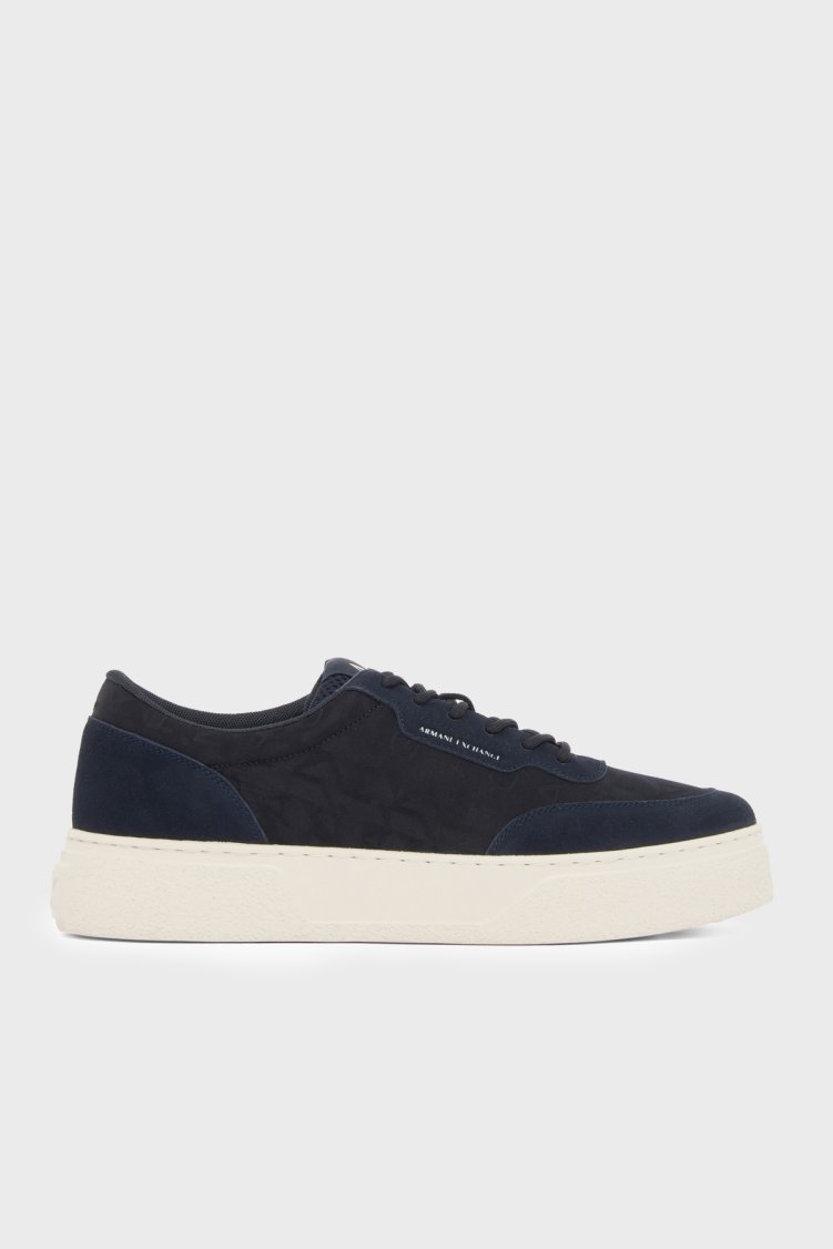 Armani Exchange Hakiki Deri Logolu Sneaker Erkek Ayakkabı XM002626 AF24947 ZB004 LACİVERT - Armani Exchange