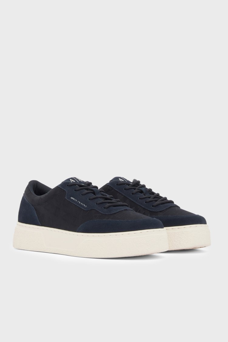 Armani Exchange Hakiki Deri Logolu Sneaker Erkek Ayakkabı XM002626 AF24947 ZB004 LACİVERT - Armani Exchange (1)