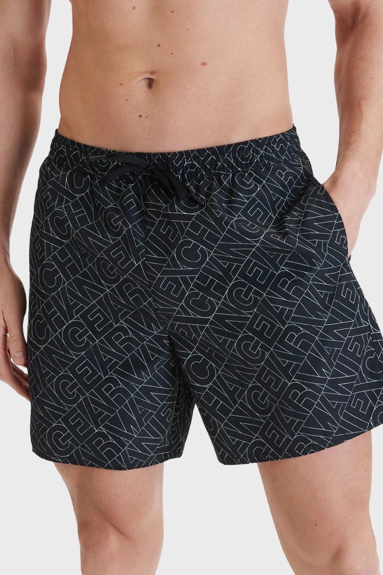 Armani Exchange Hızlı Kuruyan Tamamı Logolu Erkek Mayo Short XM000832 AF24685 FC308 SİYAH - Armani Exchange