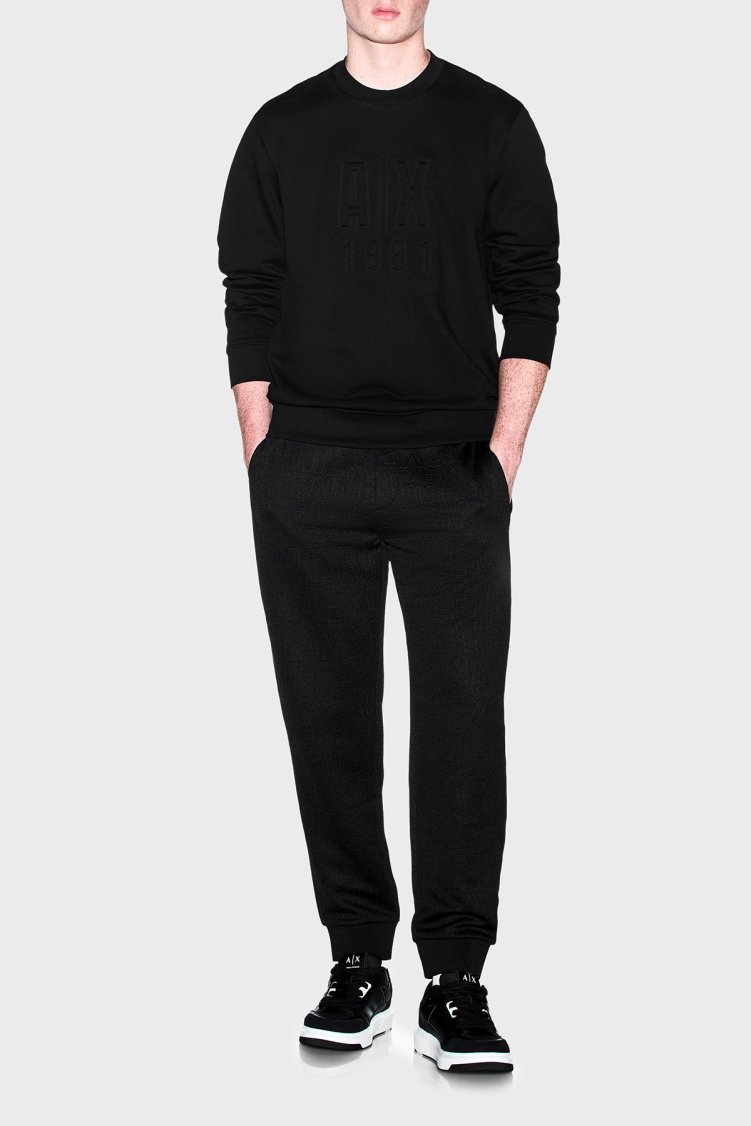 Armani Exchange Jakarlı Jarse Kumaştan Regular Fit Lastikli Paça Erkek Pantolon XM002907 AF21862 UC001 Siyah - Armani Exchange (1)