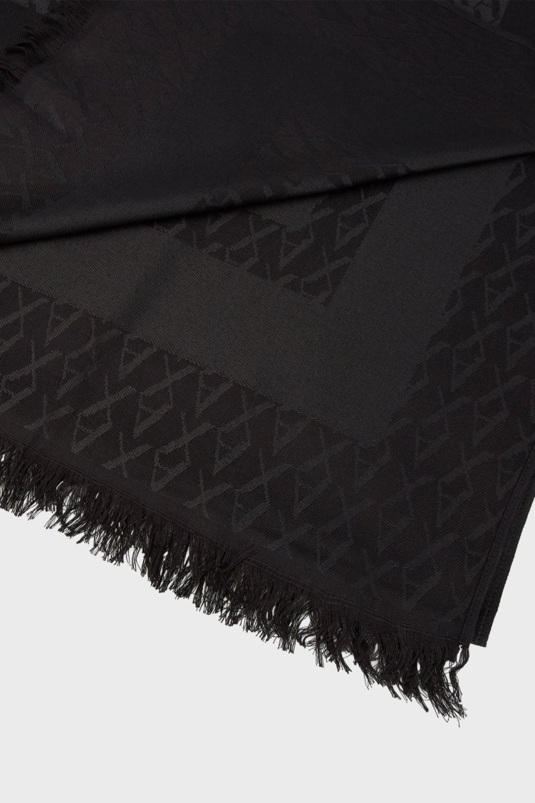 Armani Exchange Jakarlı Logo Baskılı 85 x 180 cm Çift Taraflı Bayan Şal XW001408 AF16977 FC026 SİYAH - Armani Exchange (1)