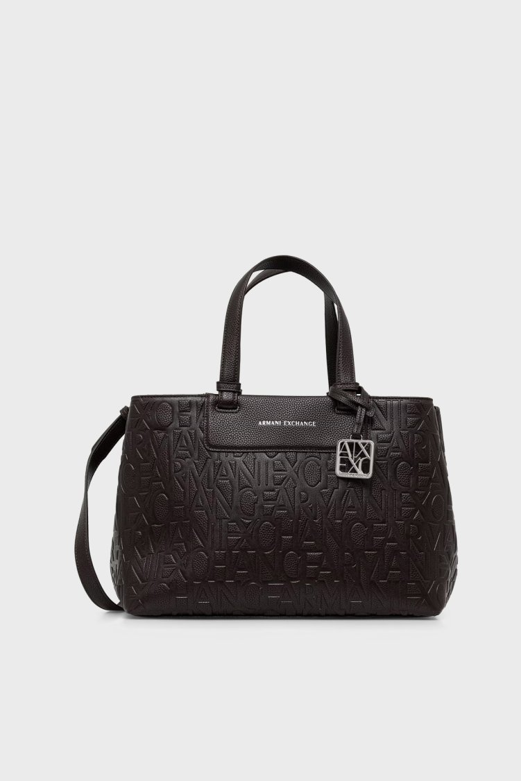 Armani Exchange Kabartma Logolu Çıkarılabilir Askılı Kadın Çanta XW001222 AF15774 U6032 Kahve - Armani Exchange
