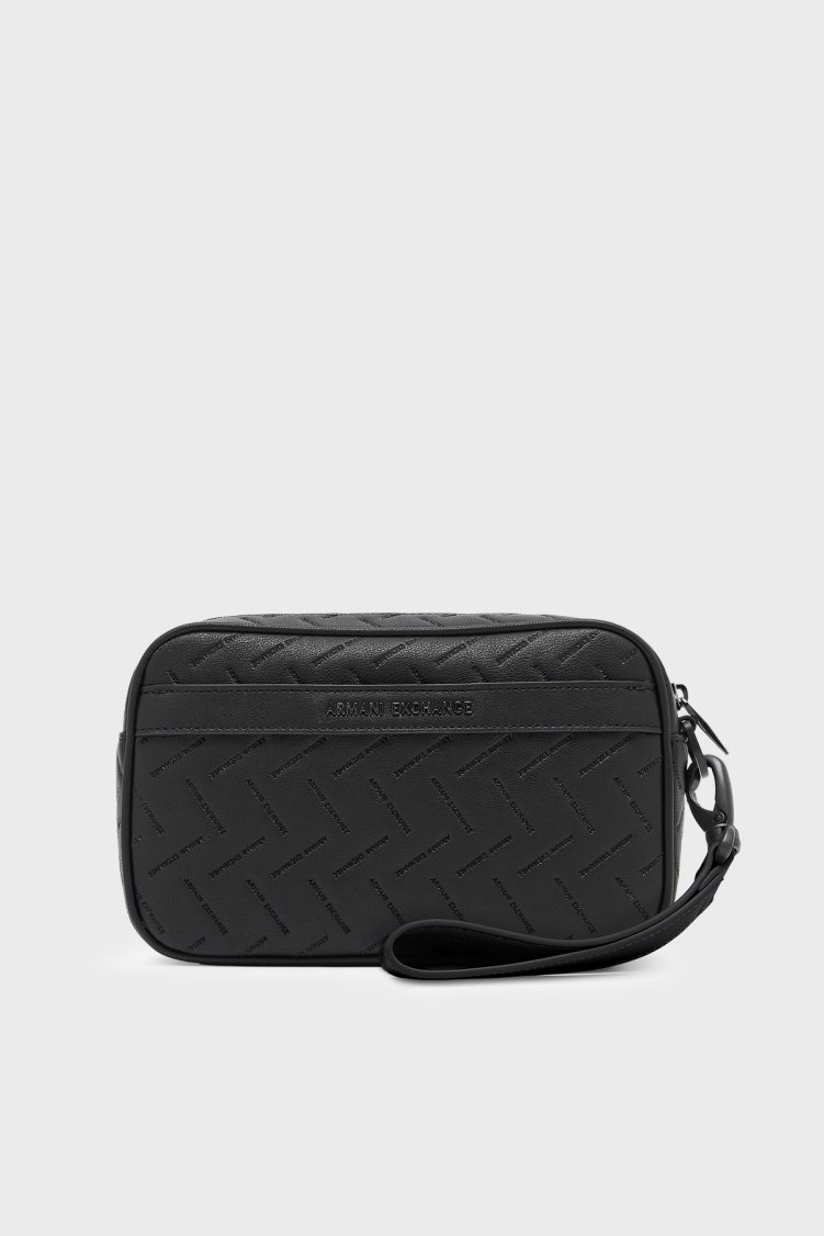 Armani Exchange Kabartma Logolu Çıkarılabilir Bilek Askılı Erkek Çanta XM002600 AF22652 UC001 SİYAH - Armani Exchange