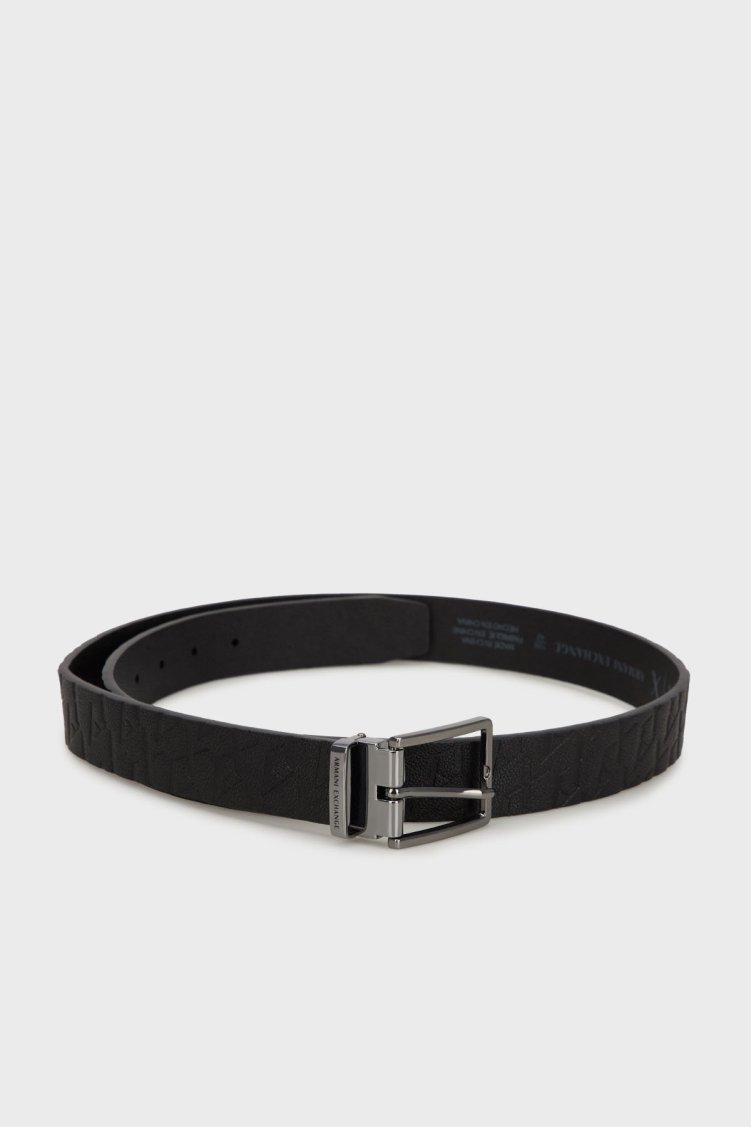 Armani Exchange Kabartmalı Logo Baskılı Erkek Kemer XM000677 AF12133 UC001 SİYAH - Armani Exchange