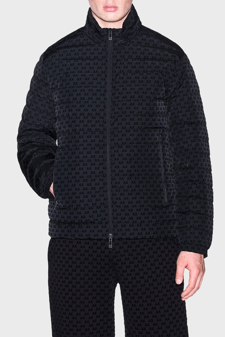 Armani Exchange Kadife Dokulu Dik Yaka Kuş Tüyü Dolgulu Erkek Mont XM003510 AF19870 UC001 Siyah - Armani Exchange