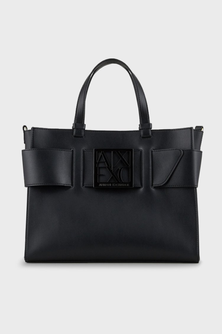 Armani Exchange Marka Logolu Çıkarılabilir Askılı Omuz Kadın Çanta 942689 0A874 00020 Siyah - Armani Exchange