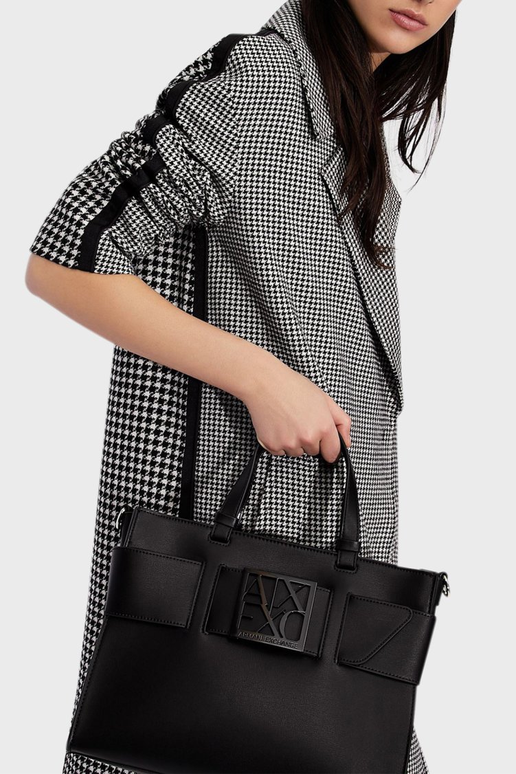 Armani Exchange Marka Logolu Çıkarılabilir Askılı Omuz Kadın Çanta 942689 0A874 00020 Siyah - Armani Exchange (1)
