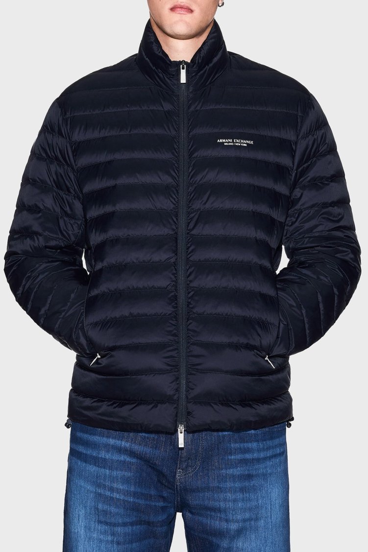 Armani Exchange Kapitoneli Kuş Tüyü Dolgulu Regular Fit Dik Yaka Şişme Erkek Mont XM001919 AF16927 UB101 LACİVERT - Armani Exchange