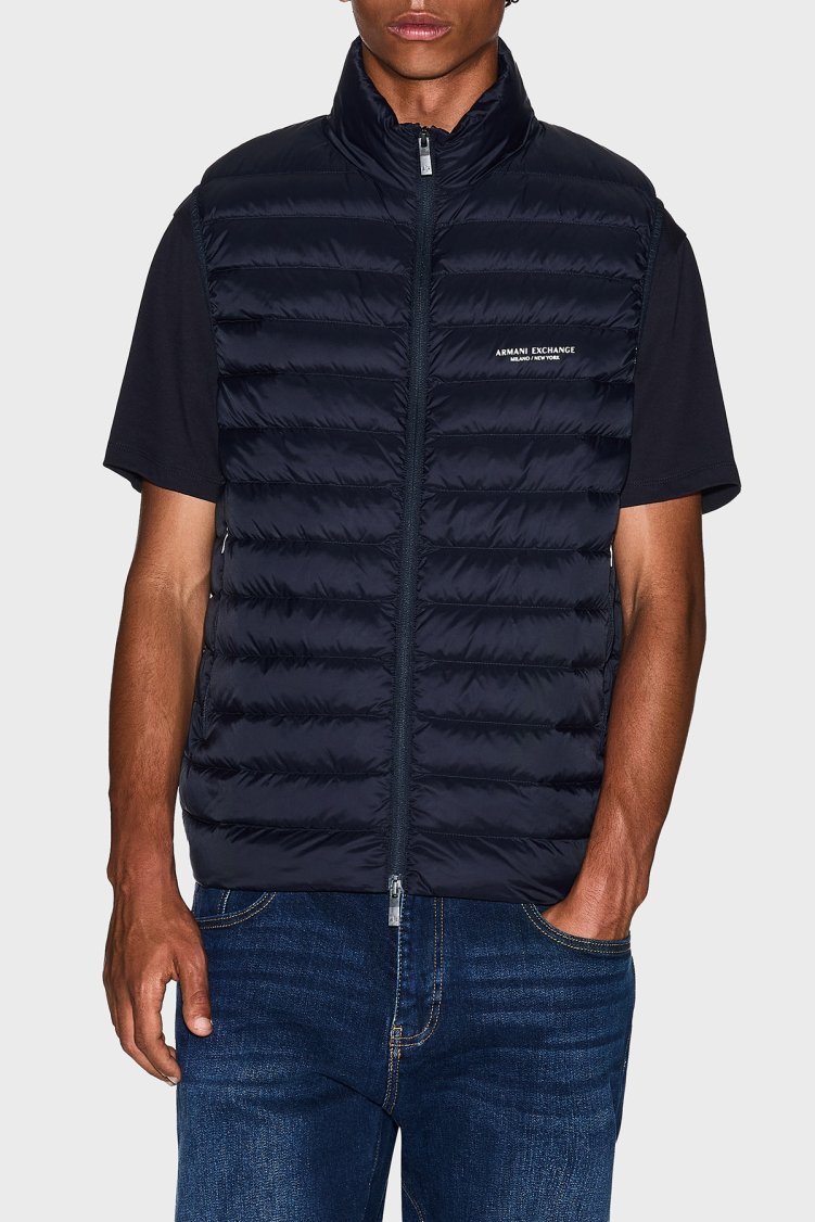 Armani Exchange Kapitoneli Kuş Tüyü Dolgulu Şişme Erkek Yelek XM001576 AF16927 UB101 LACİVERT - Armani Exchange