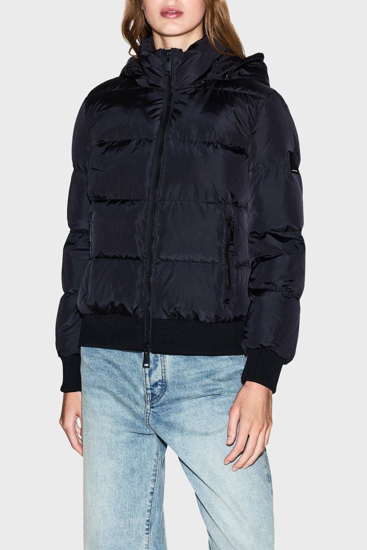 Armani Exchange Kapitoneli Regular Fit Çıkarılabilir Kapüşonlu Şişme Kadın Mont XW000228 AF12286 UC001 Siyah - Armani Exchange