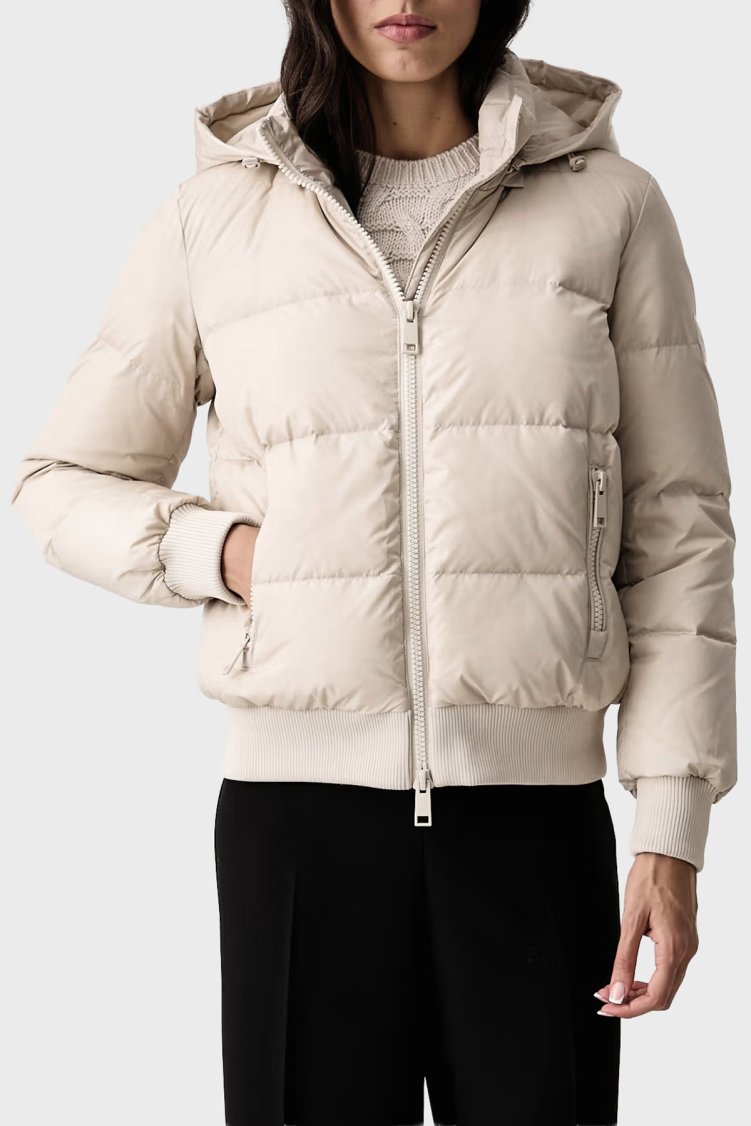Armani Exchange Kapitoneli Regular Fit Kapüşonlu Yaka Kadın Mont XW000228 AF12286 U1039 Ekru - Armani Exchange