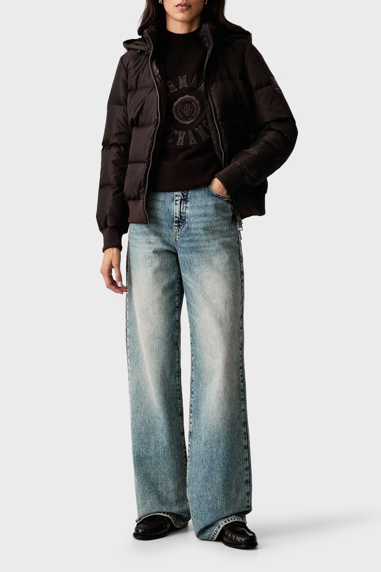 Armani Exchange Kapitoneli Regular Fit Kapüşonlu Yaka Kadın Mont XW000228 AF12286 U6032 Kahve - Armani Exchange (1)