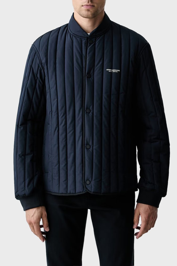 Armani Exchange Kapitoneli Regular Fit Kolej Yaka Erkek Ceket XM003345 AF27309 UB101 Lacivert - Armani Exchange