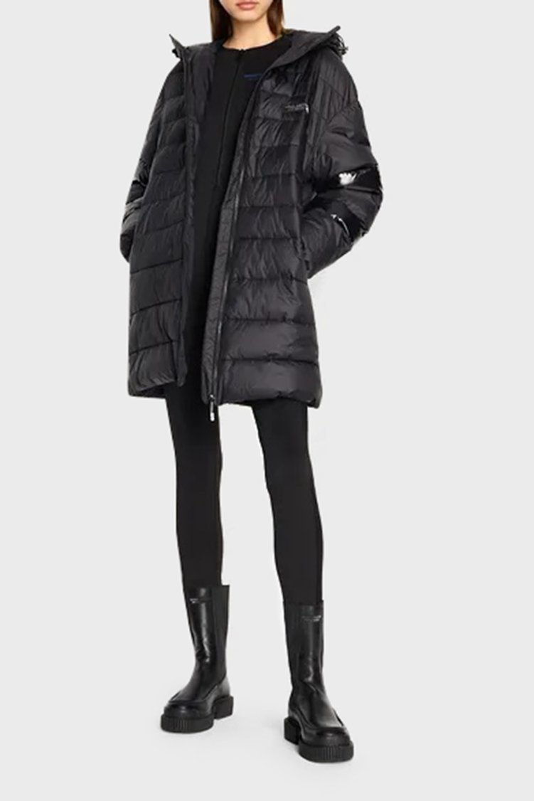 Armani Exchange Kapüşonlu Çift Yönlü Fermuarlı Regular Fit Şişme Kadın Kaban 6RYK19 YN4MZ 1200 SİYAH - Armani Exchange (1)