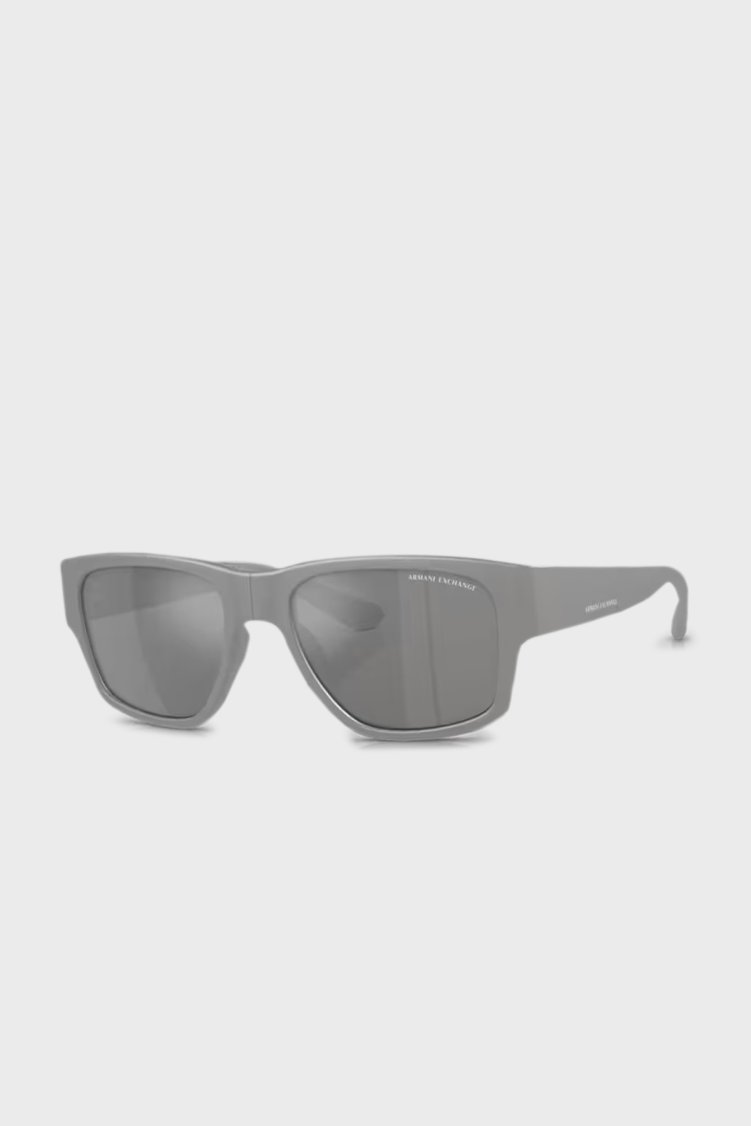 Armani Exchange Kare Aynalı Güneş Erkek Gözlük 0AX4141SU 81806G 56 Mat Gri-Gri Ayna Gümüş - Armani Exchange