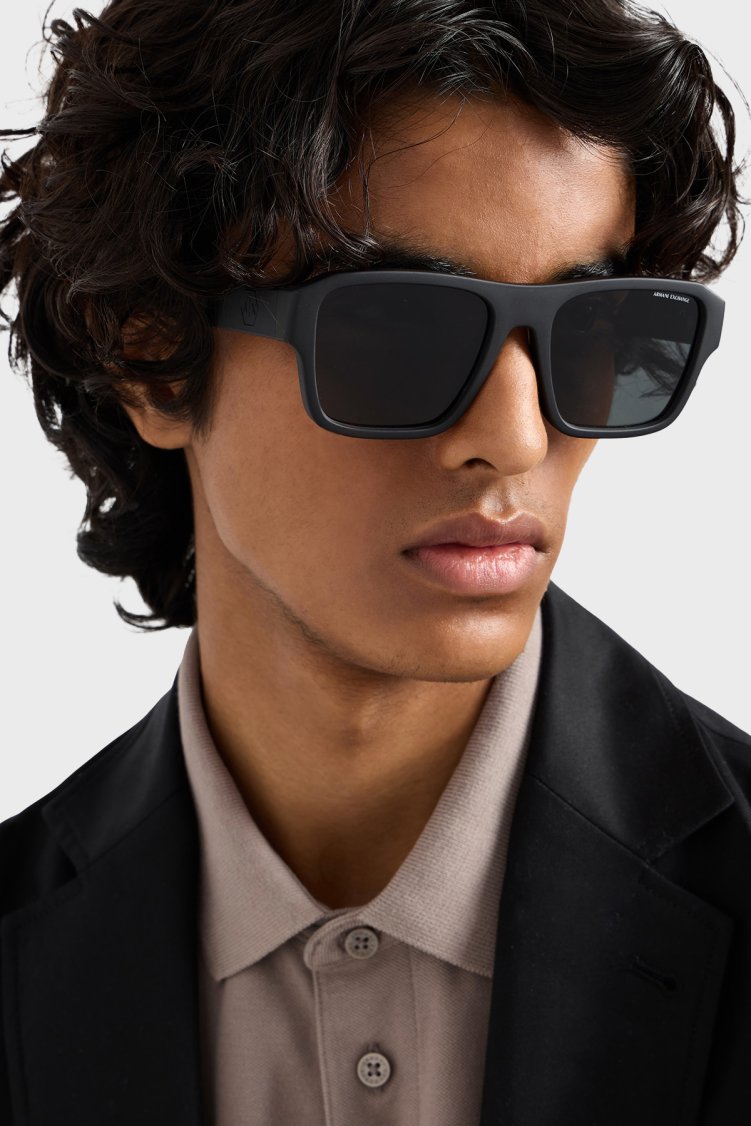 Armani Exchange Kare Güneş Erkek Gözlük 0AX4154SU 80782J 56 Mat Siyah-Yeşil - Armani Exchange (1)