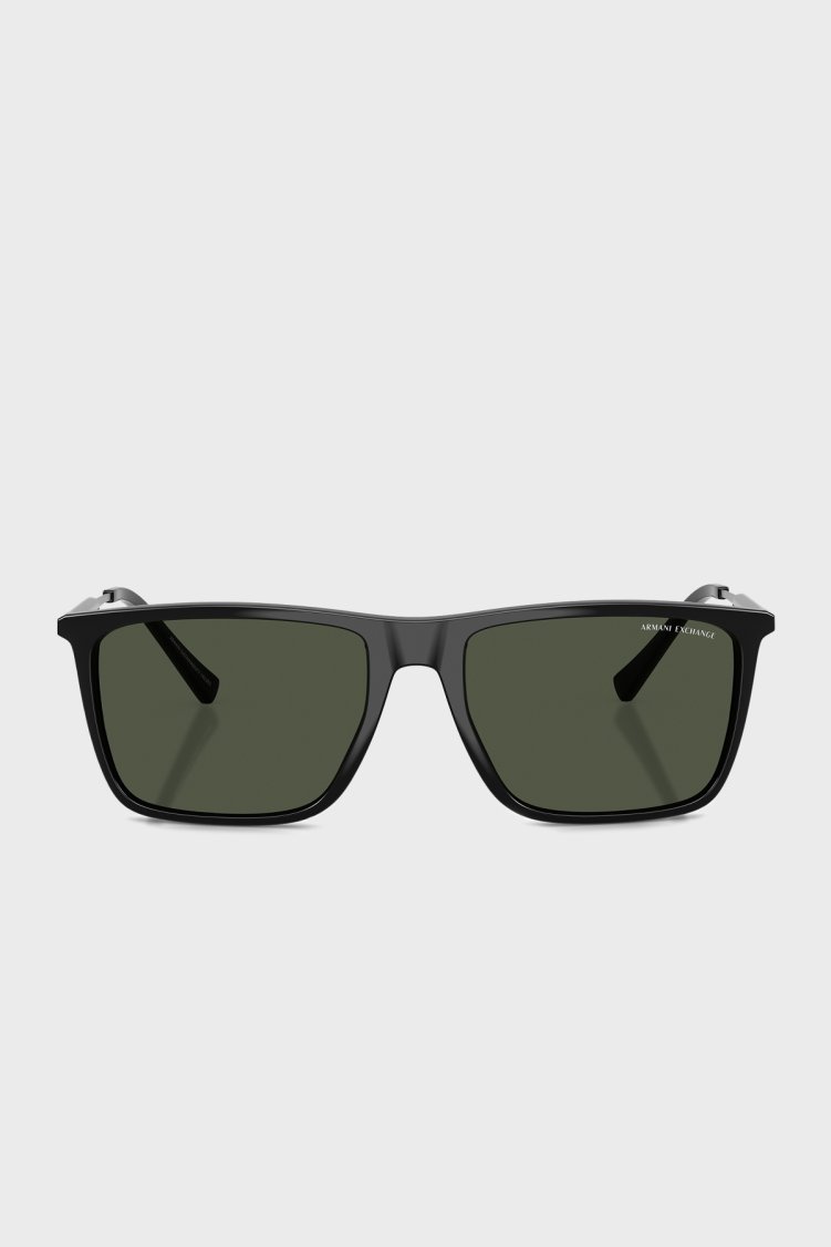 Armani Exchange Kare Güneş Erkek Gözlük 0AX4160S 81582J 57 Parlak Siyah-Koyu Yeşil Polari - Armani Exchange (1)