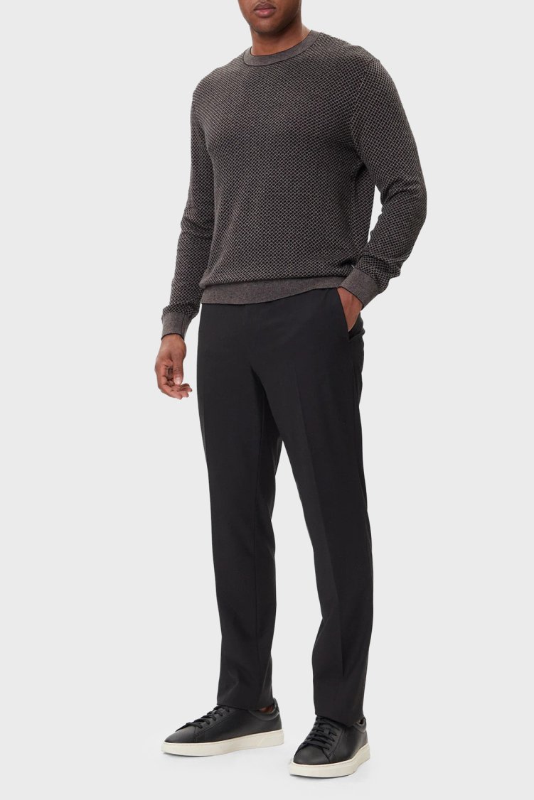 Armani Exchange Kareli Pamuklu Slim Fit Bisiklet Yaka Erkek Kazak XM001913 AF18841 FC012 KAHVE - Armani Exchange (1)