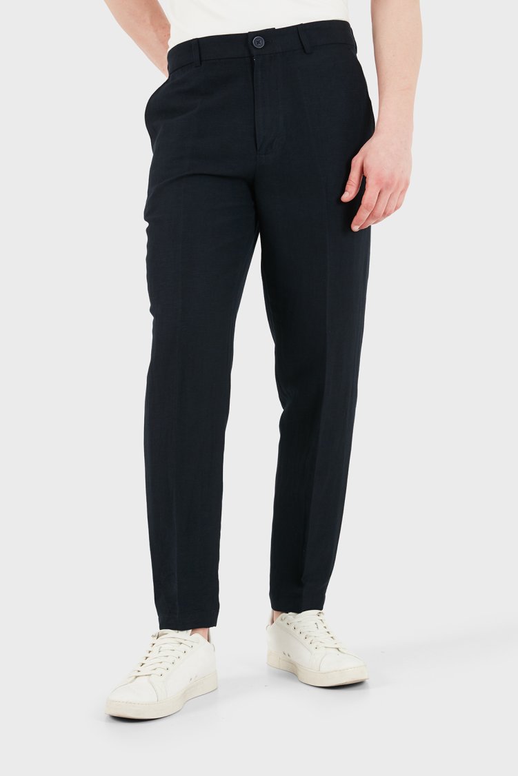 Armani Exchange Keten Karışımlı Yüksek Bel Regular Fit Erkek Pantolon 8NZP15 ZNFNZ 1583 LACİVERT - Armani Exchange