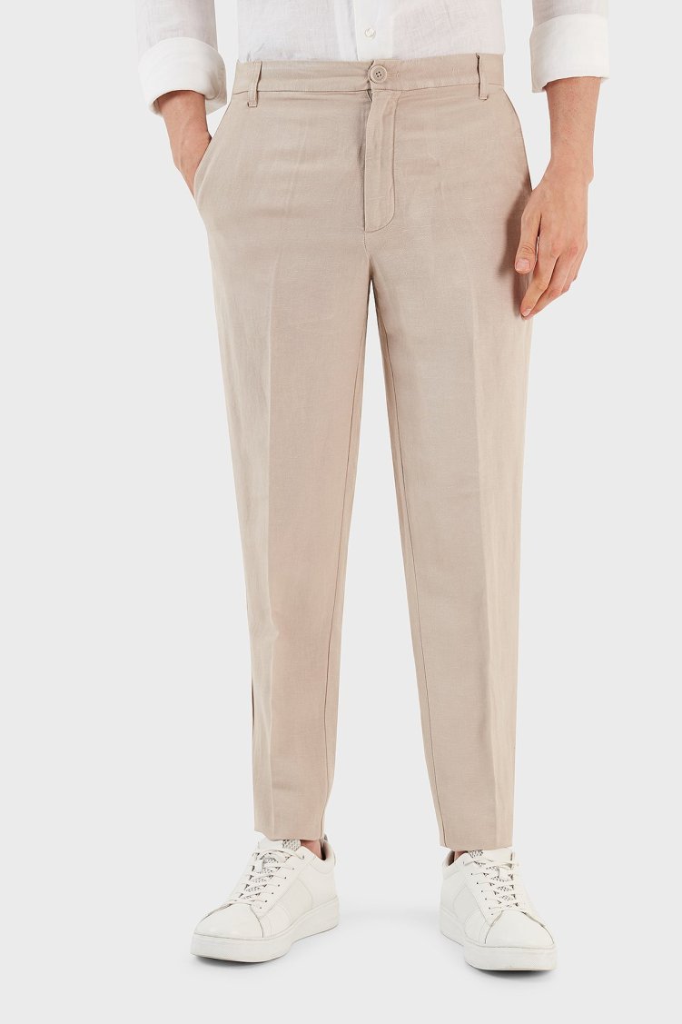 Armani Exchange Keten Karışımlı Yüksek Bel Regular Fit Erkek Pantolon 8NZP15 ZNFNZ 1724 BEJ - Armani Exchange (1)