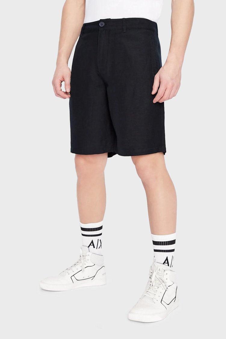 Armani Exchange Keten İpek Twill Erkek Bermuda 8NZS67 ZNFNZ 1583 LACİVERT - Armani Exchange