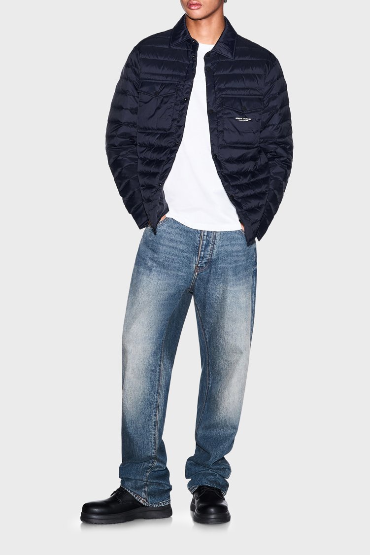 Armani Exchange Kuş Tüyü Dolgulu Klasik Yaka Kapitoneli Erkek Mont XM003317 AF16927 UB101 Lacivert - Armani Exchange (1)