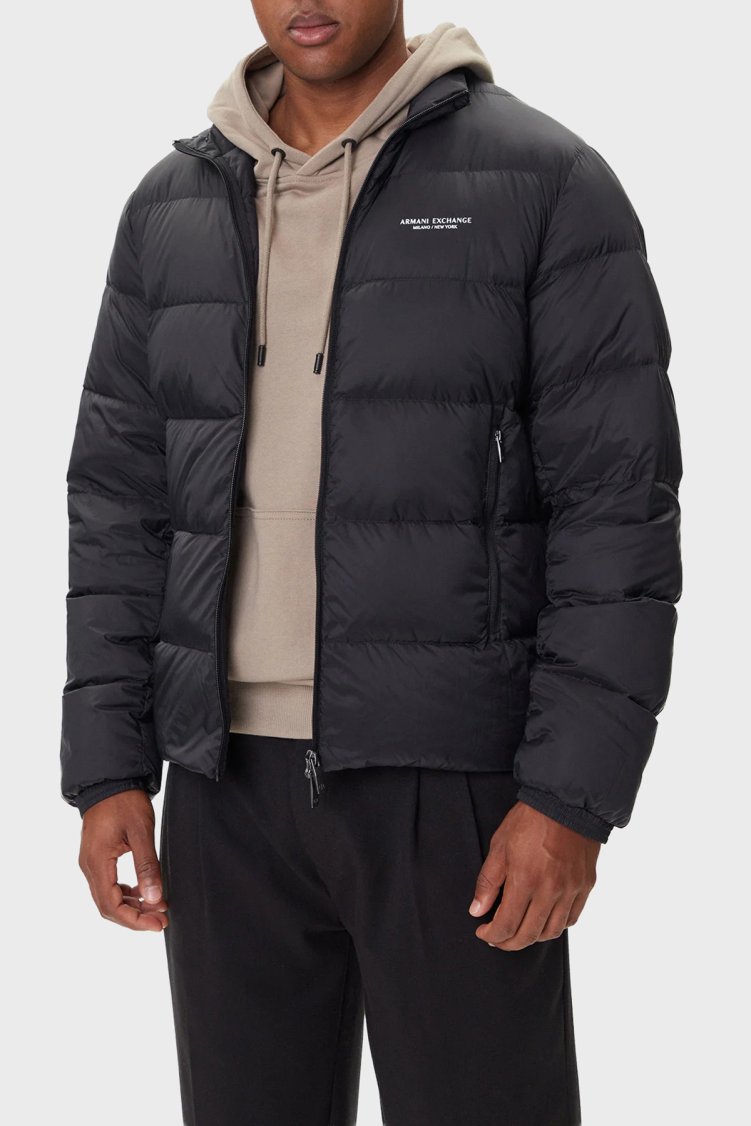 Armani Exchange Kuş Tüyü Dolgulu Regular Fit Dik Yaka Şişme Erkek Mont XM001575 AF16927 UC001 SİYAH - Armani Exchange