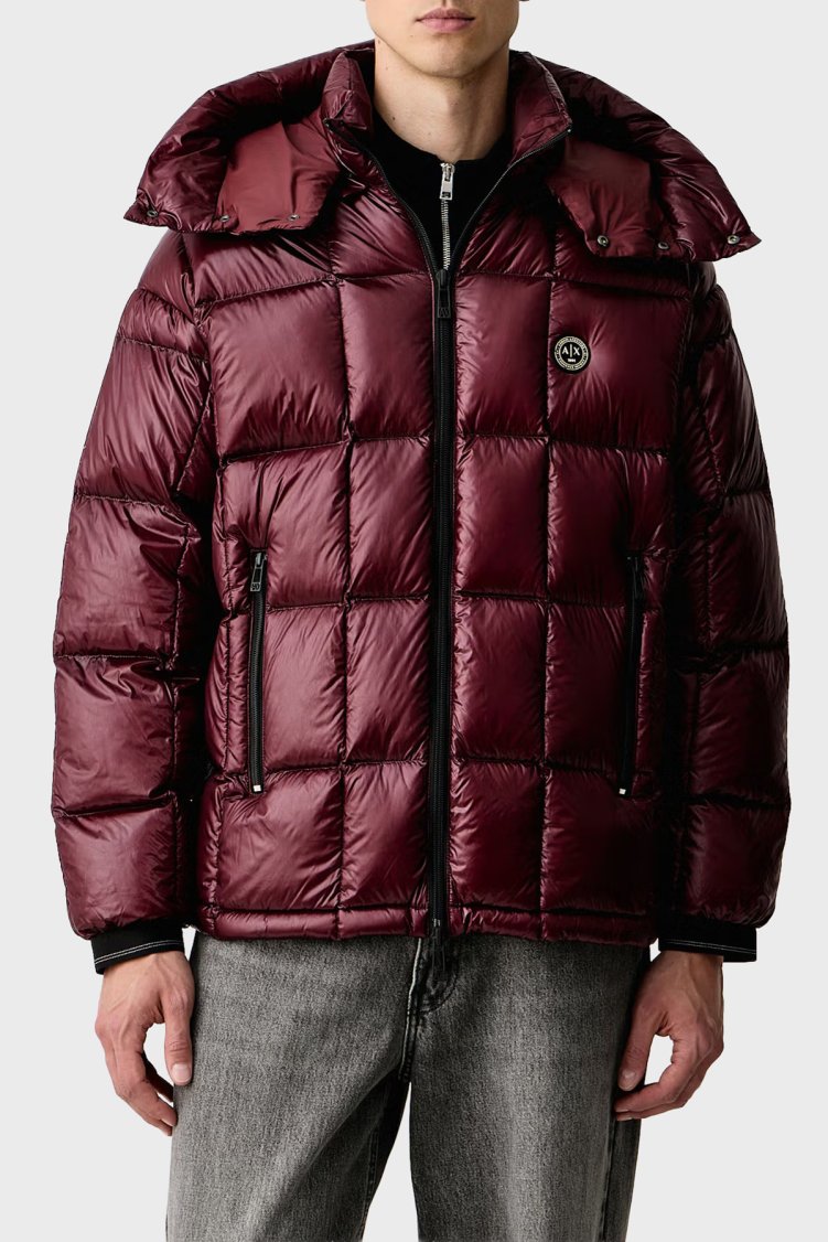 Armani Exchange Kuş Tüyü Dolgulu Su Geçirmez Şişme Erkek Mont XM003344 AF23755 U6004 Bordo - Armani Exchange