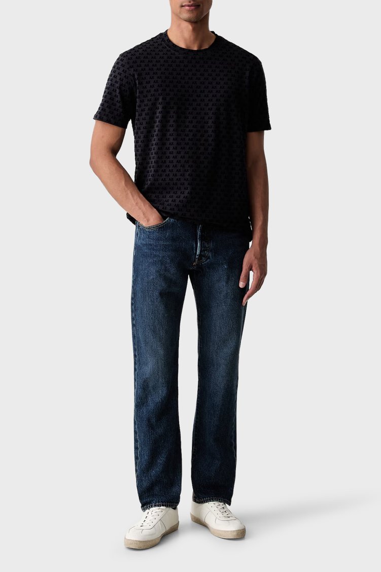 Armani Exchange Logolu % 100 Pamuk Bisiklet Yaka Erkek T Shirt XM003079 AF10356 UB101 Lacivert - Armani Exchange (1)