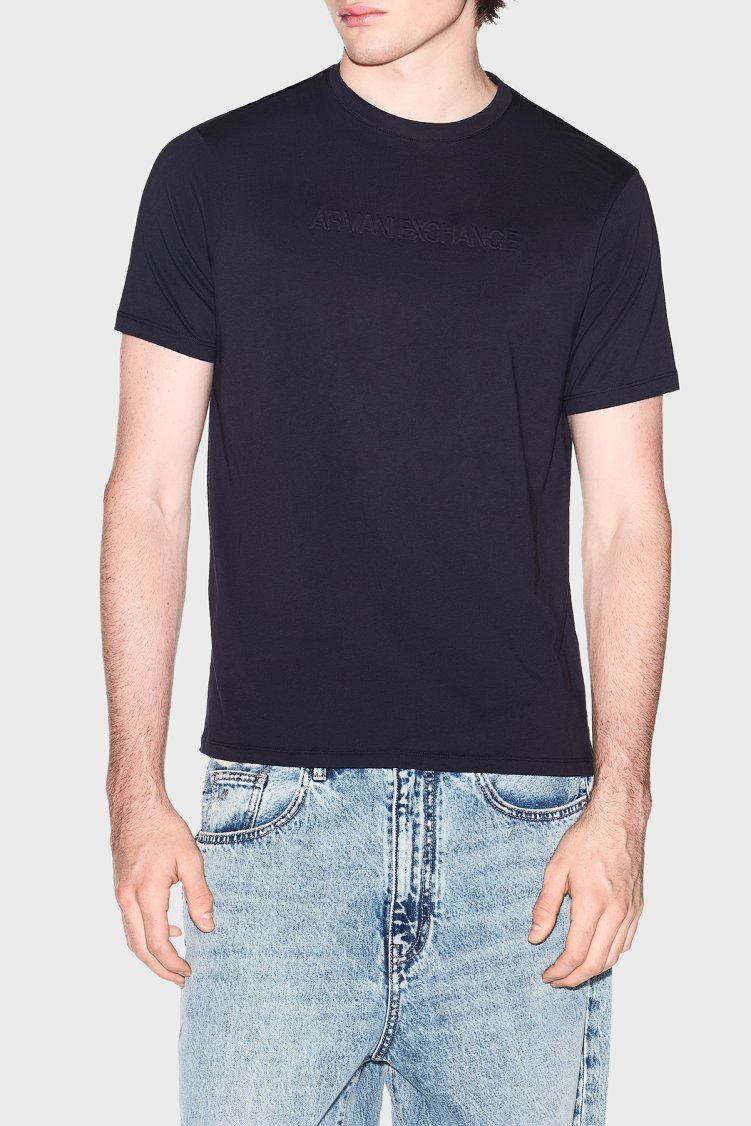 Armani Exchange Logolu % 100 Pamuk Regular Fit Bisiklet Yaka Erkek T Shirt XM002467 AF10356 UB101 Lacivert - Armani Exchange