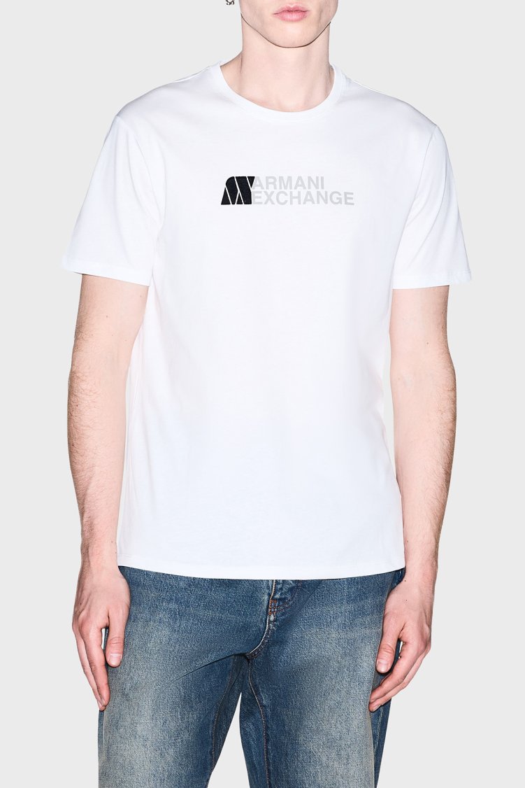 Armani Exchange Logolu % 100 Pamuk Slim Fit Bisiklet Yaka Erkek T Shirt XM003094 AF21323 U0009 Beyaz - Armani Exchange