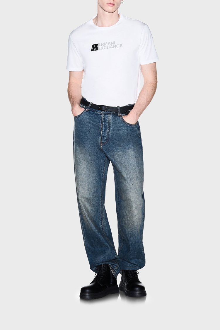 Armani Exchange Logolu % 100 Pamuk Slim Fit Bisiklet Yaka Erkek T Shirt XM003094 AF21323 U0009 Beyaz - Armani Exchange (1)
